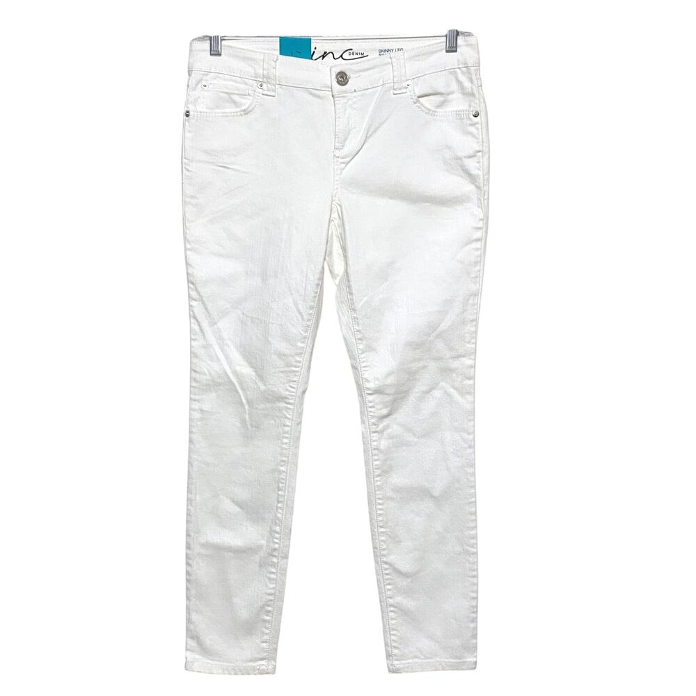 INC International Concepts Skinny Leg Regular Fit White Jeans Womens 8P NWT